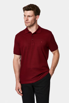 Koyu Bordo Regular Fit Polo Yaka Nakışlı %100 Pamuk Merserize T-shirt