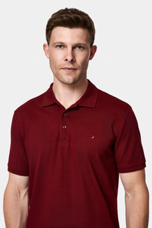 Koyu Bordo Regular Fit Polo Yaka Nakışlı %100 Pamuk Merserize T-shirt