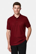 Koyu Bordo Regular Fit Polo Yaka Nakışlı %100 Pamuk Merserize T-shirt