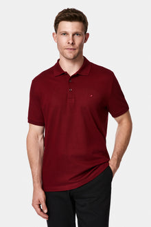 Koyu Bordo Regular Fit Polo Yaka Nakışlı %100 Pamuk Merserize T-shirt