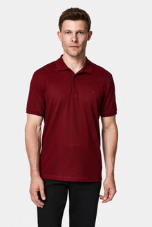 Koyu Bordo Regular Fit Polo Yaka Nakışlı %100 Pamuk Merserize T-shirt