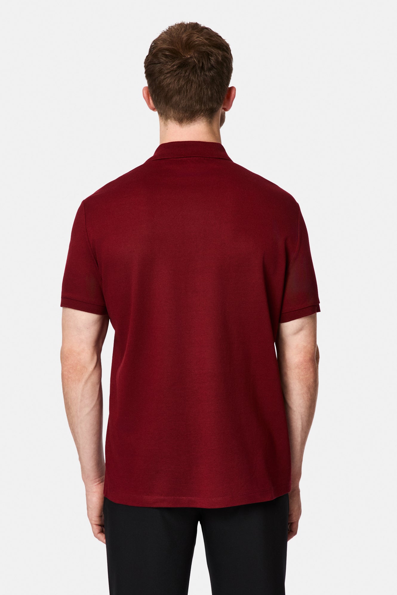 Koyu Bordo Regular Fit Polo Yaka Nakışlı %100 Pamuk Merserize T-shirt
