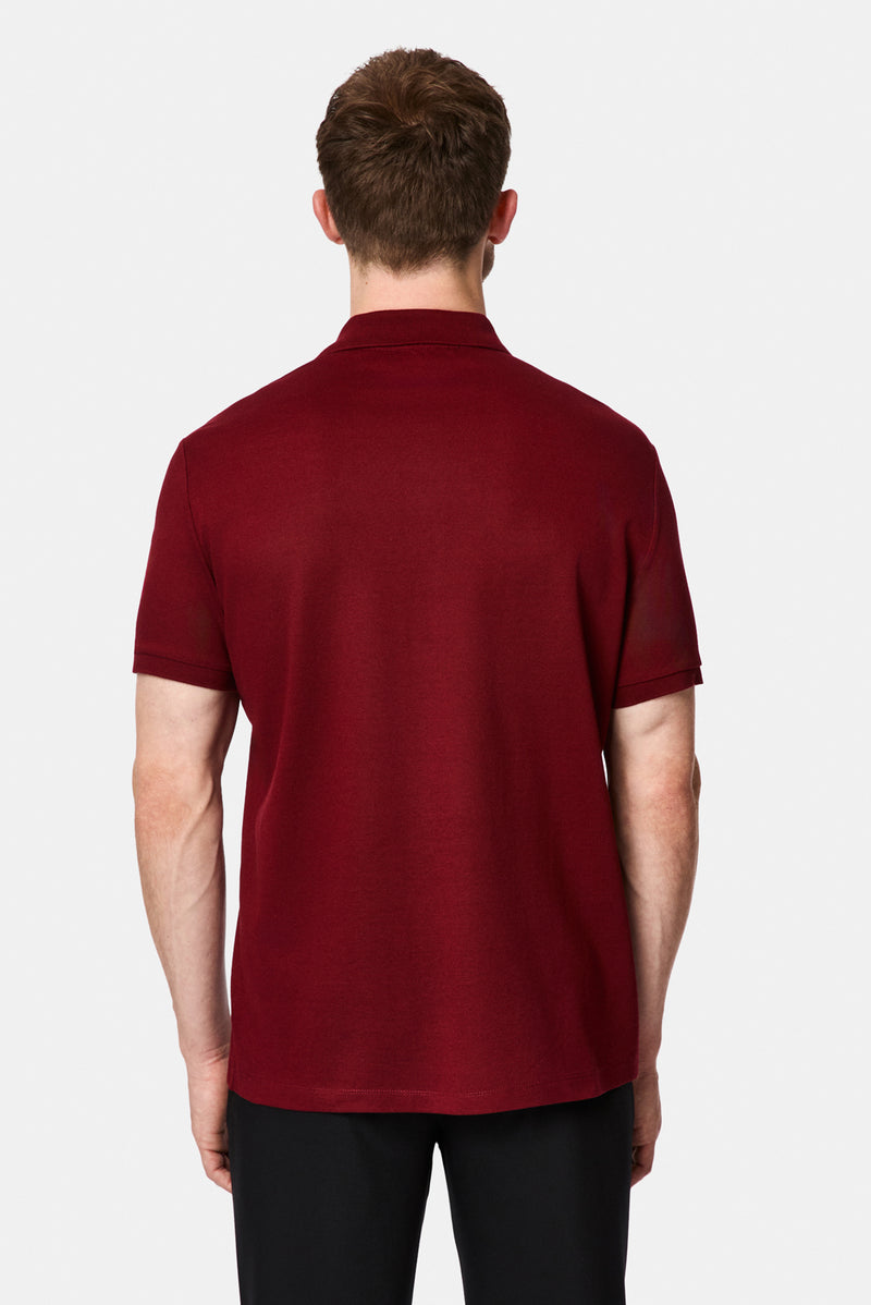 Koyu Bordo Regular Fit Polo Yaka Nakışlı %100 Pamuk Merserize T-shirt