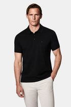Siyah Regular Fit Düğmeli Polo Yaka Nakışlı Cepli %100 Pamuk Merserize T-shirt