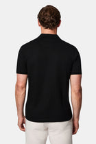 Siyah Regular Fit Düğmeli Polo Yaka Nakışlı Cepli %100 Pamuk Merserize T-shirt