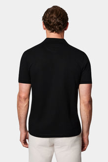 Siyah Regular Fit Düğmeli Polo Yaka Nakışlı Cepli %100 Pamuk Merserize T-shirt