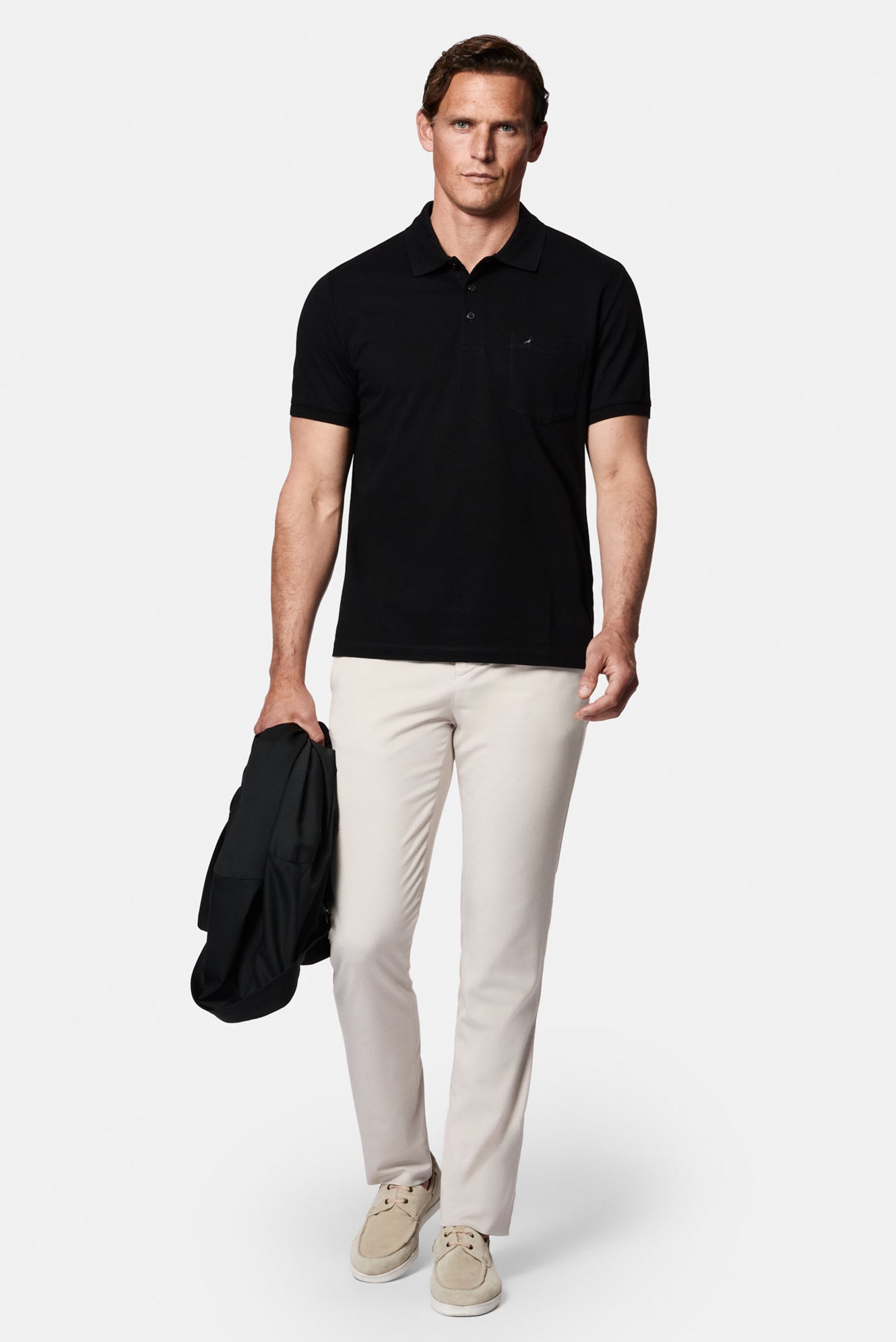 Siyah Regular Fit Düğmeli Polo Yaka Nakışlı Cepli %100 Pamuk Merserize T-shirt