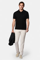 Siyah Regular Fit Düğmeli Polo Yaka Nakışlı Cepli %100 Pamuk Merserize T-shirt