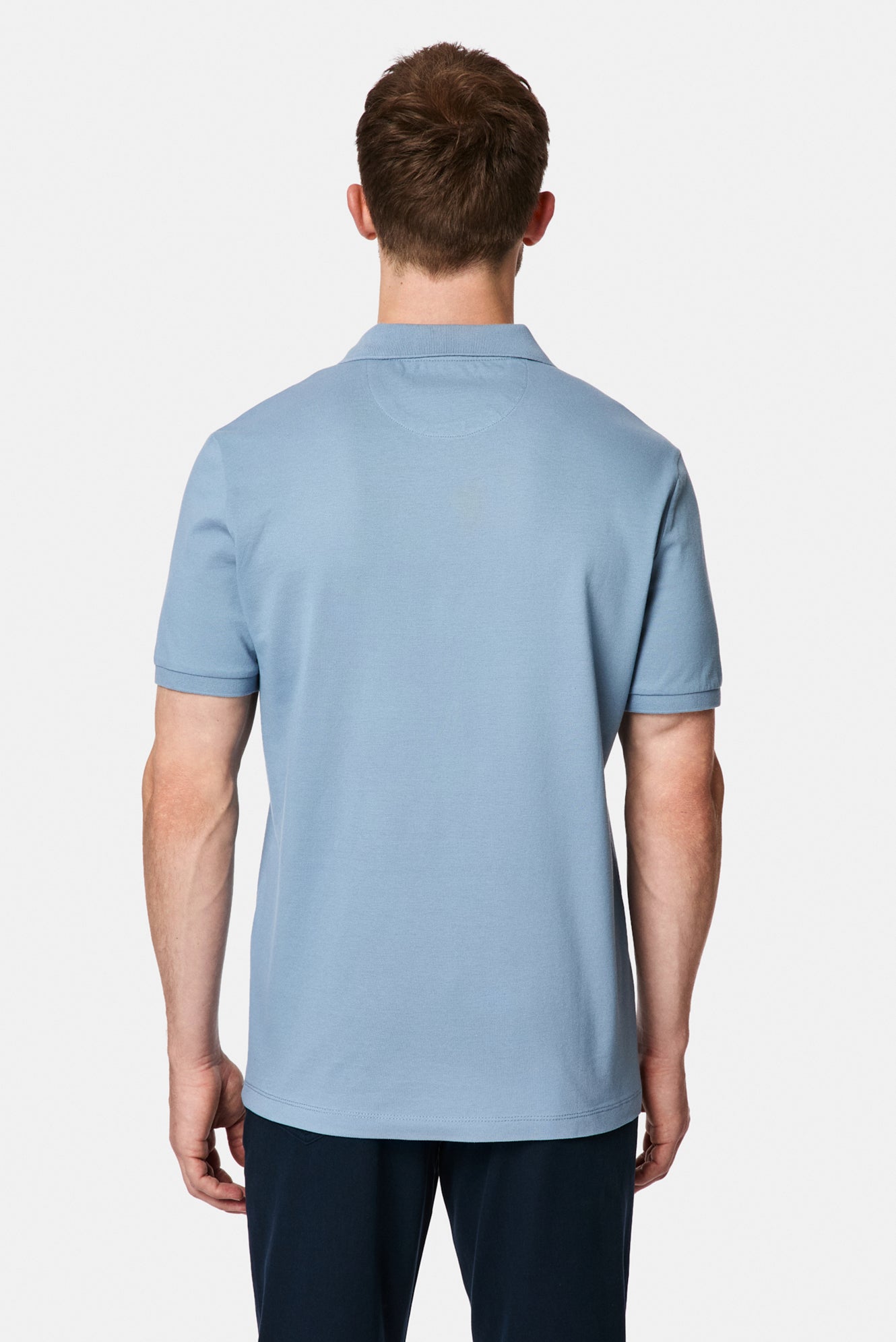 Havacı Mavi Regular Fit Polo Yaka Nakışlı Cepli %100 Pamuk Merserize T-shirt