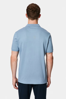 Havacı Mavi Regular Fit Polo Yaka Nakışlı Cepli %100 Pamuk Merserize T-shirt