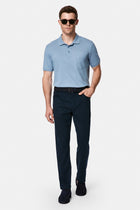 Havacı Mavi Regular Fit Polo Yaka Nakışlı Cepli %100 Pamuk Merserize T-shirt
