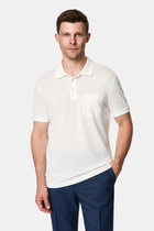 Kırık Beyaz Regular Fit Polo Yaka Nakışlı Cepli %100 Pamuk Merserize T-shirt