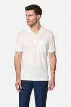 Kırık Beyaz Regular Fit Polo Yaka Nakışlı Cepli %100 Pamuk Merserize T-shirt
