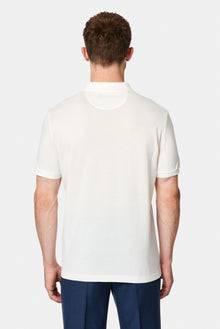 Kırık Beyaz Regular Fit Polo Yaka Nakışlı Cepli %100 Pamuk Merserize T-shirt
