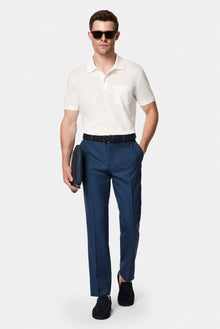 Kırık Beyaz Regular Fit Polo Yaka Nakışlı Cepli %100 Pamuk Merserize T-shirt