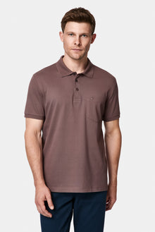 Mürdüm Regular Fit Polo Yaka Nakışlı Cepli %100 Pamuk Merserize T-shirt