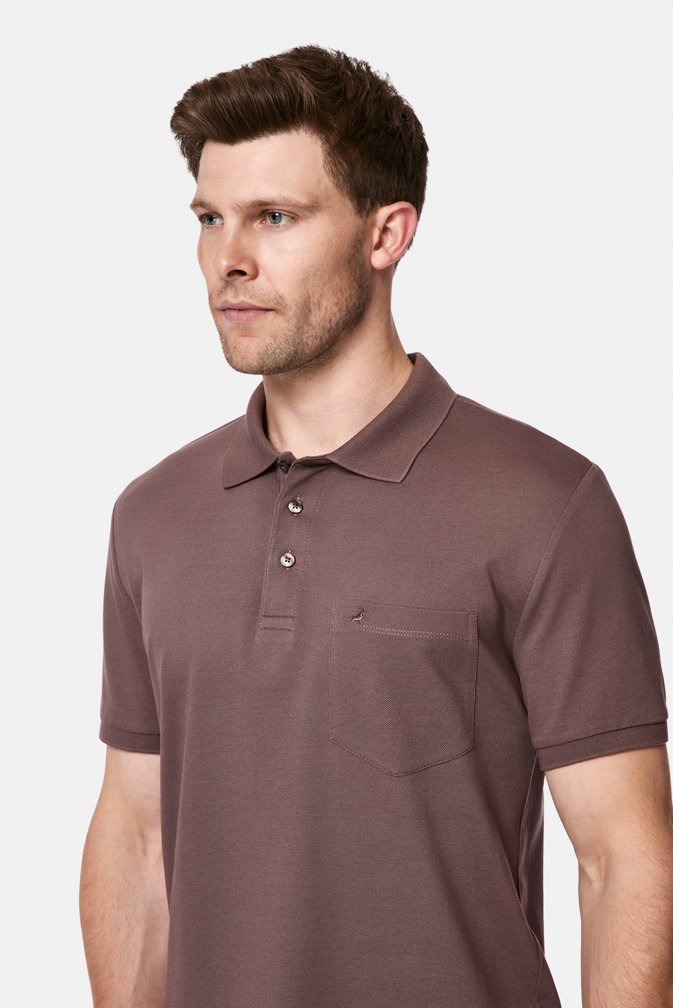 Mürdüm Regular Fit Polo Yaka Nakışlı Cepli %100 Pamuk Merserize T-shirt