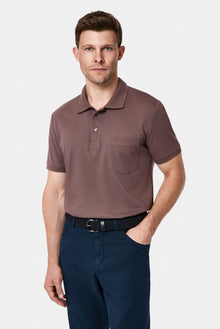 Mürdüm Regular Fit Polo Yaka Nakışlı Cepli %100 Pamuk Merserize T-shirt