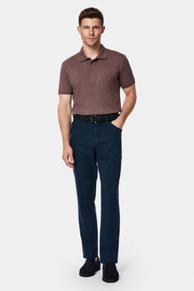 Mürdüm Regular Fit Polo Yaka Nakışlı Cepli %100 Pamuk Merserize T-shirt