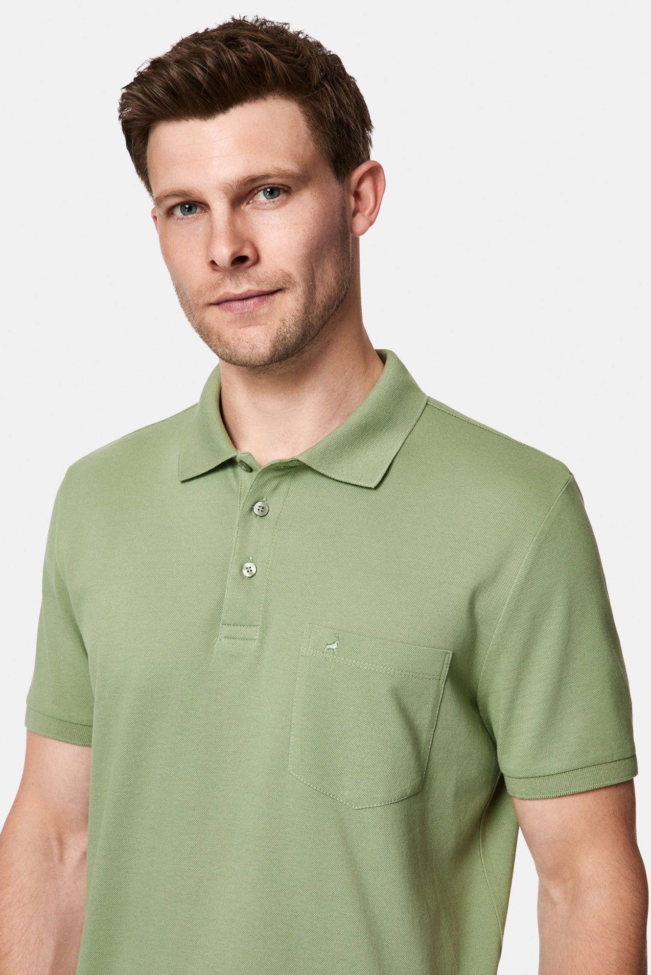 Orman Yeşili Regular Fit Polo Yaka Nakışlı Cepli %100 Pamuk Merserize T-shirt