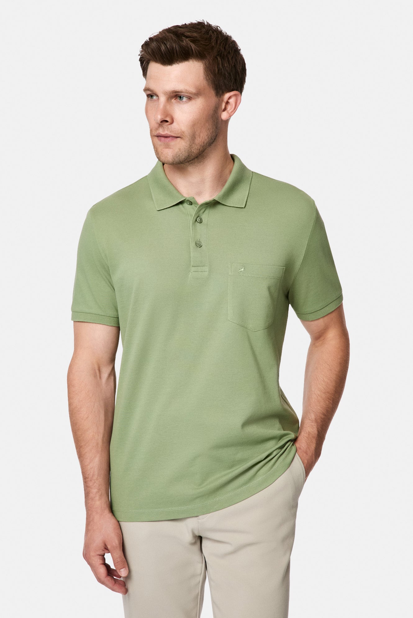 Orman Yeşili Regular Fit Polo Yaka Nakışlı Cepli %100 Pamuk Merserize T-shirt