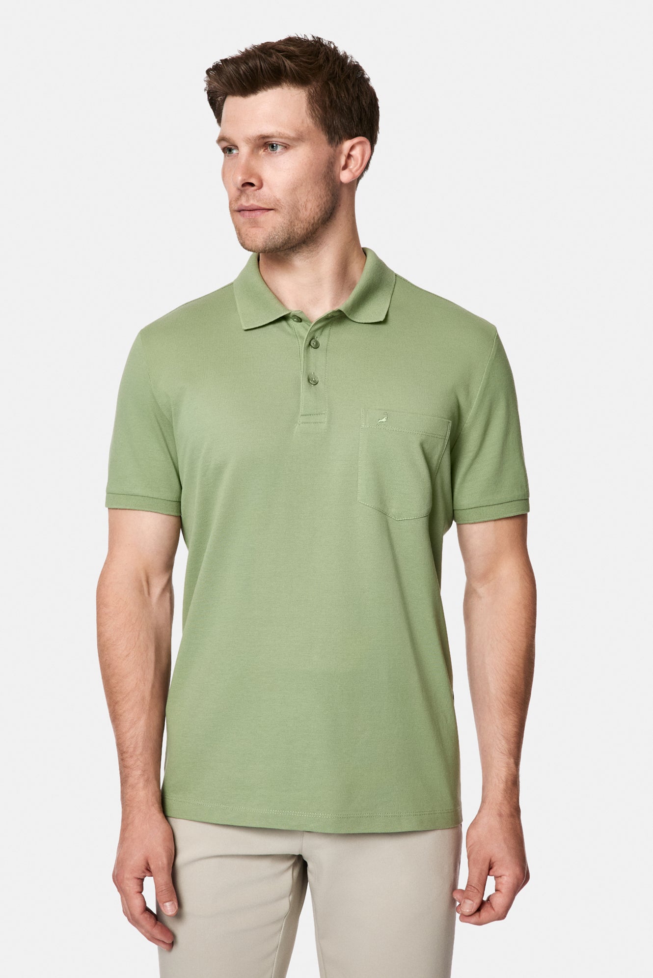 Orman Yeşili Regular Fit Polo Yaka Nakışlı Cepli %100 Pamuk Merserize T-shirt