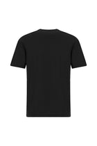 Siyah Bisiklet Yaka Regular Fit Nakışlı Pamuk Merserize Basic T-shirt