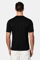 Siyah Bisiklet Yaka Regular Fit Nak??l? Pamuk Merserize Basic T-shirt-Abdullah Ki??l?