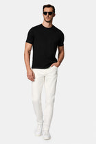 Siyah Bisiklet Yaka Regular Fit Nak??l? Pamuk Merserize Basic T-shirt-Abdullah Ki??l?