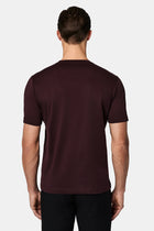 Koyu Bordo Bisiklet Yaka Regular Fit Nak??l? Pamuk Merserize Basic T-shirt-Abdullah Ki??l?