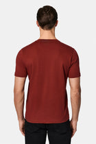Kiremit Bisiklet Yaka Regular Fit Nak??l? Pamuklu Keten Kar???ml? Merserize Basic T-shirt-Abdullah Ki??l?