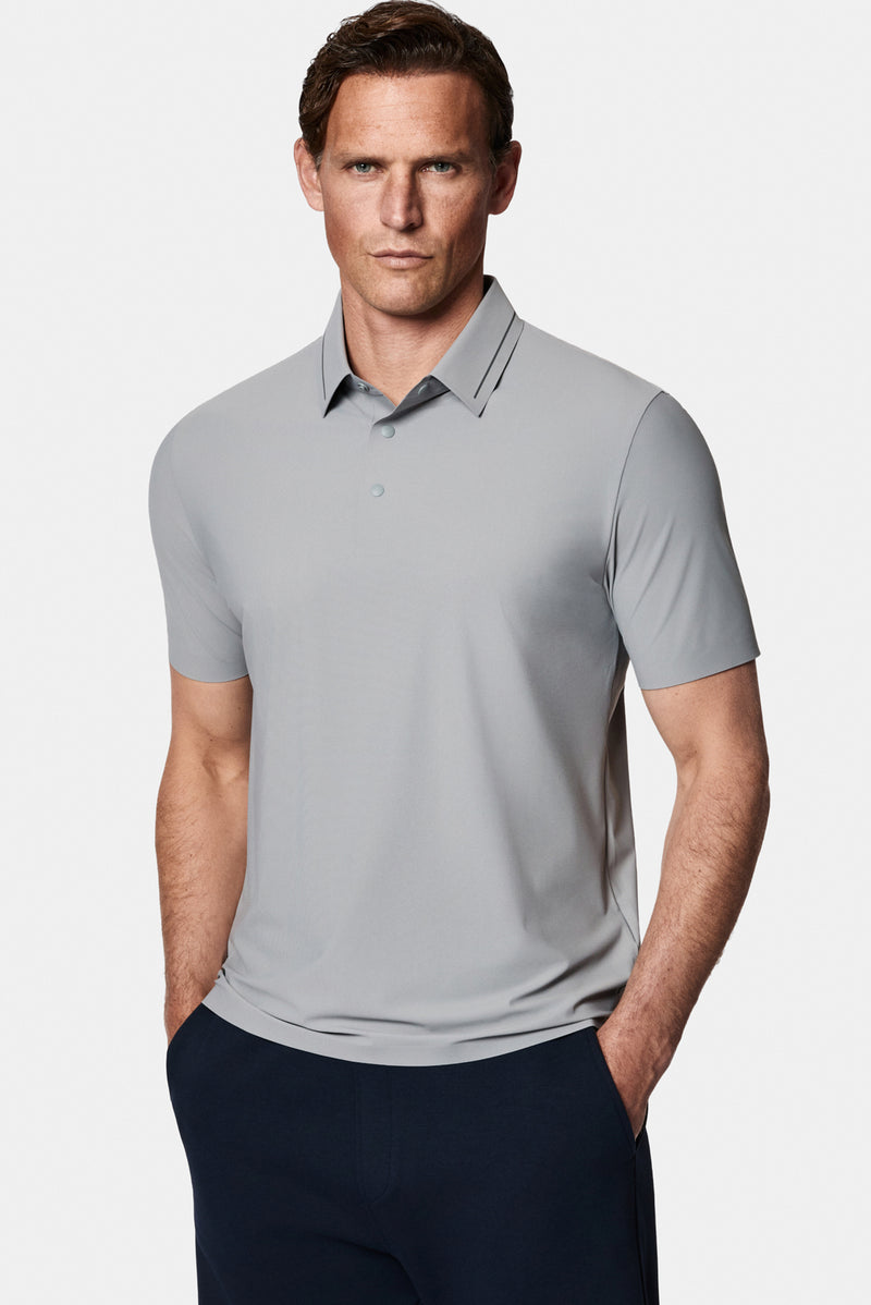 Orta Gri Çıtçıtlı Polo Yaka Regular Fit Esnek İz Yapmayan Dikişsiz T-shirt