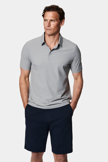 Orta Gri Çıtçıtlı Polo Yaka Regular Fit Esnek İz Yapmayan Dikişsiz T-shirt