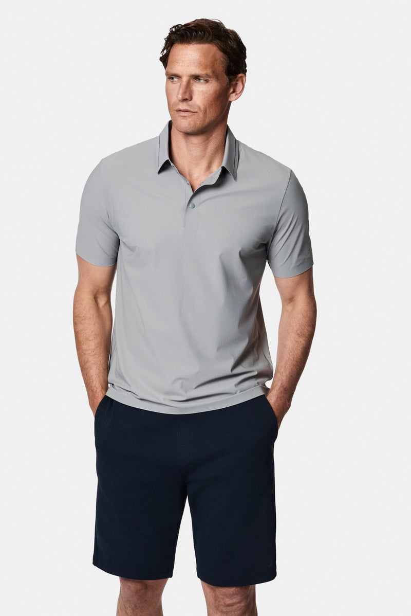 Orta Gri Çıtçıtlı Polo Yaka Regular Fit Esnek İz Yapmayan Dikişsiz T-shirt