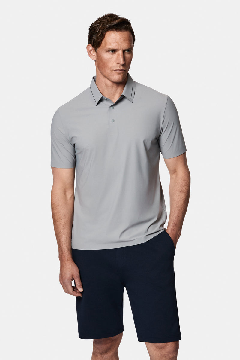 Orta Gri Çıtçıtlı Polo Yaka Regular Fit Esnek İz Yapmayan Dikişsiz T-shirt