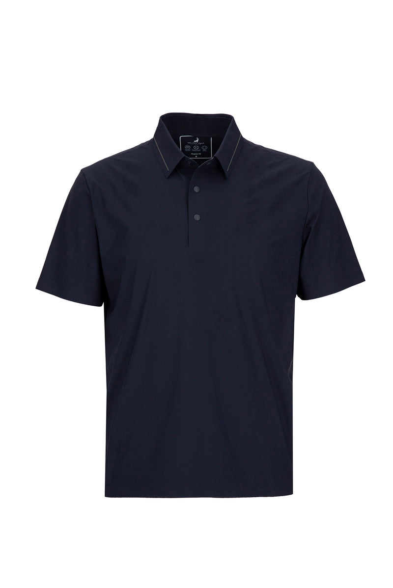 Orta Lacivert Regular Fit Esnek İz Yapmayan Dikişsiz Polo Yaka T-shirt