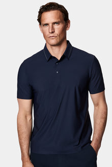 Orta Lacivert Çıtçıtlı Polo Yaka Regular Fit Esnek İz Yapmayan Dikişsiz T-shirt