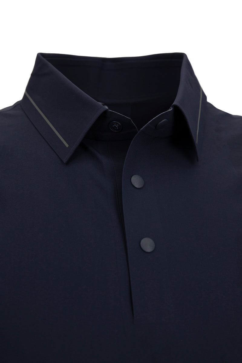 Orta Lacivert Regular Fit Esnek İz Yapmayan Dikişsiz Polo Yaka T-shirt