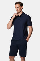 Orta Lacivert Çıtçıtlı Polo Yaka Regular Fit Esnek İz Yapmayan Dikişsiz T-shirt