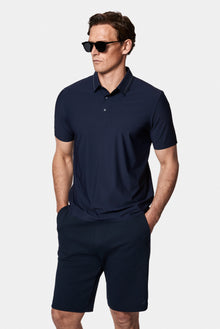 Orta Lacivert Çıtçıtlı Polo Yaka Regular Fit Esnek İz Yapmayan Dikişsiz T-shirt