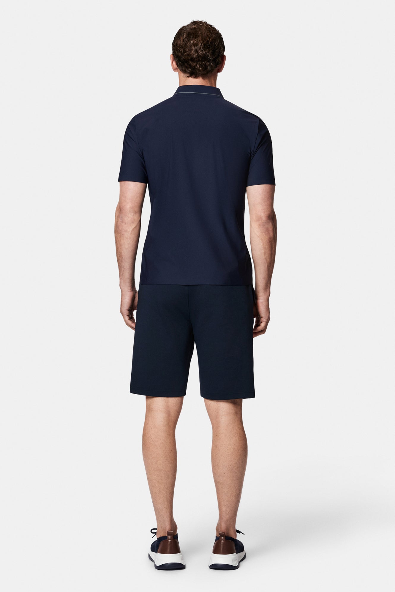 Orta Lacivert Çıtçıtlı Polo Yaka Regular Fit Esnek İz Yapmayan Dikişsiz T-shirt