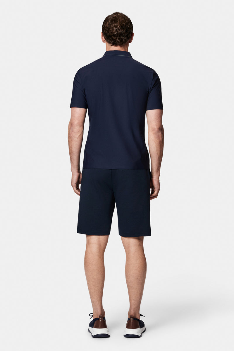 Orta Lacivert Çıtçıtlı Polo Yaka Regular Fit Esnek İz Yapmayan Dikişsiz T-shirt
