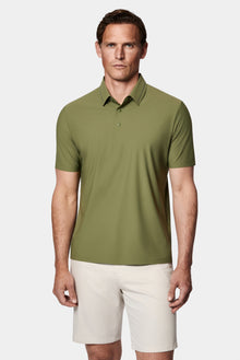 Orta Haki Çıtçıtlı Polo Yaka Regular Fit Esnek İz Yapmayan Dikişsiz T-shirt