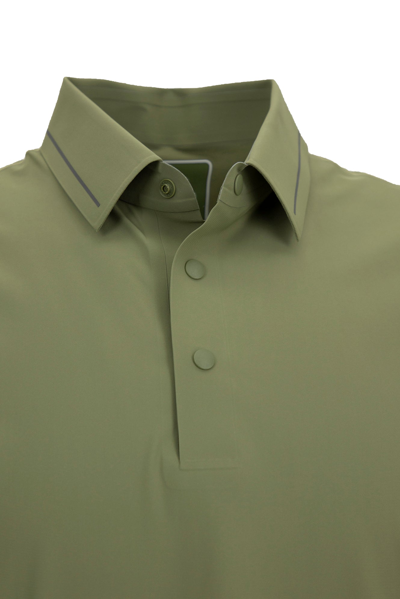 Orta Haki Regular Fit Esnek İz Yapmayan Dikişsiz Polo Yaka T-shirt