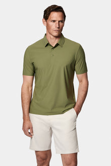 Orta Haki Çıtçıtlı Polo Yaka Regular Fit Esnek İz Yapmayan Dikişsiz T-shirt