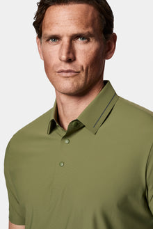 Orta Haki Çıtçıtlı Polo Yaka Regular Fit Esnek İz Yapmayan Dikişsiz T-shirt