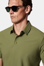 Orta Haki Çıtçıtlı Polo Yaka Regular Fit Esnek İz Yapmayan Dikişsiz T-shirt