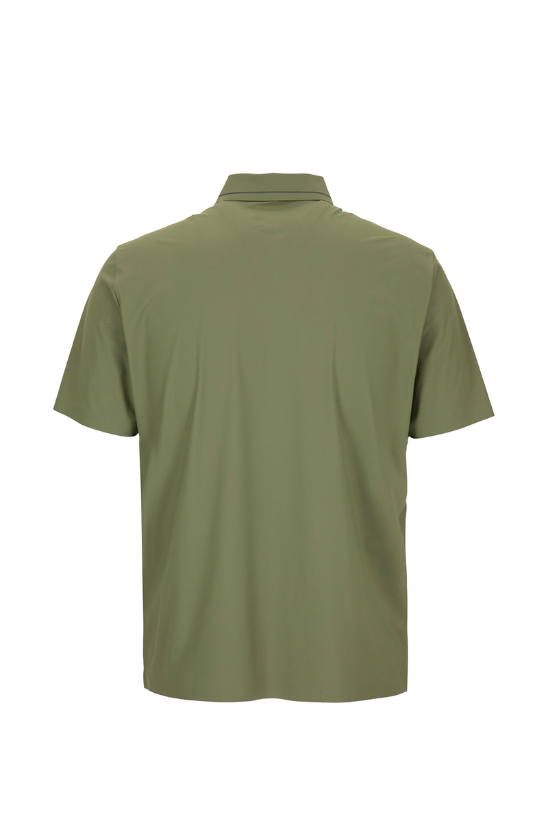 Orta Haki Regular Fit Esnek İz Yapmayan Dikişsiz Polo Yaka T-shirt