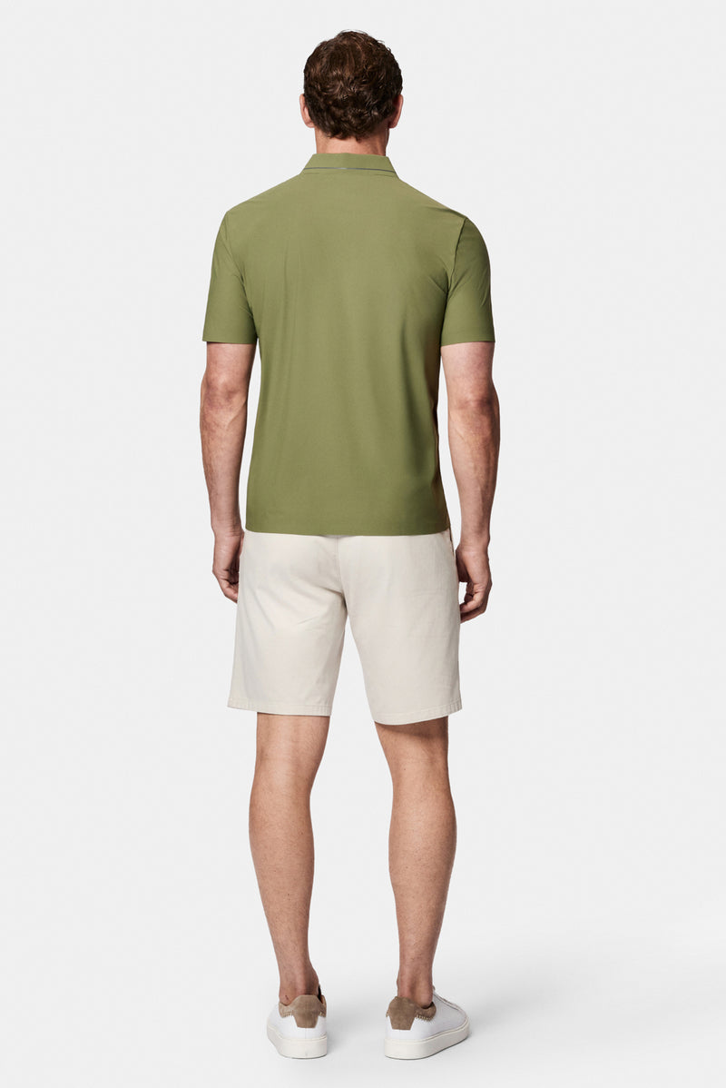 Orta Haki Çıtçıtlı Polo Yaka Regular Fit Esnek İz Yapmayan Dikişsiz T-shirt