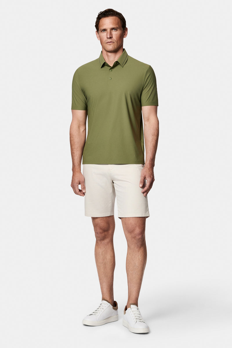 Orta Haki Çıtçıtlı Polo Yaka Regular Fit Esnek İz Yapmayan Dikişsiz T-shirt